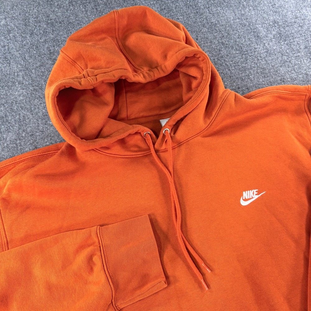 Nike Club Fleece Hoodie Mens XXL Orange Pullover Sweatshirt FN3859-893
